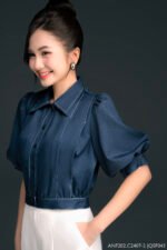 Áo sơ mi tay ngắn ANF202 xanh jean pc4