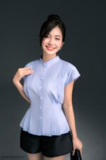 Áo sơ mi tay ngắn ANF xanh pc4