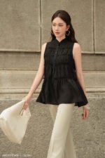 Áo sơ mi tay ngắn kiểu ANF209 đen pc4