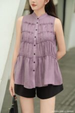 Áo sơ mi tay ngắn kiểu ANF209 tím pc1