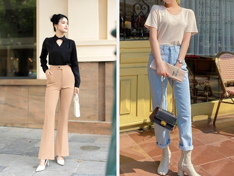 Mặc Gì Khi Đi Tiệc Tân Gia? Gợi Ý Trang Phục Đẹp Và Phù Hợp 17 Quần ống loe phối sơ mi hoặc áo croptop quần jean