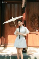 Đầm kiểu DF003 be pc1