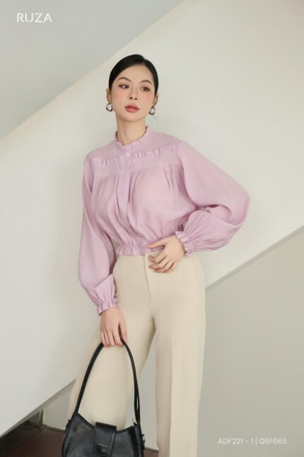 Áo sơ mi tay dài ANF221 tím pc1