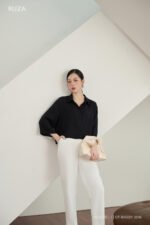 Áo sơ mi tay lỡ basic ALB220 đen pc1