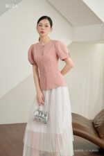 Áo sơ mi tay ngắn basic ANB 222 hồng pc1