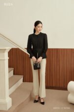 Áo sơ mi tay dài xanh ADF224 đen pc3