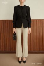 Áo sơ mi tay dài xanh ADF224 đen pc4