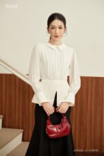 Áo sơ mi tay dài xanh ADF224 trắng pc2