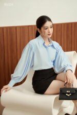 Áo sơ mi tay dài xanh ADF232 pc2