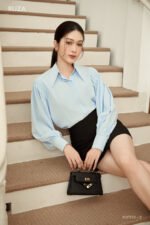 Áo sơ mi tay dài xanh ADF232 pc3