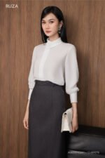 Áo sơ mi tay dài basic ADB247 trắng pc1