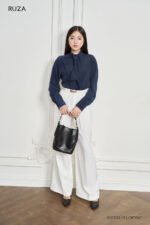 Áo sơ mi tay dài kiểu ADF2233xanh đen pc4