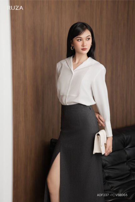 Áo sơ mi tay dài ADF237 trắng pc1