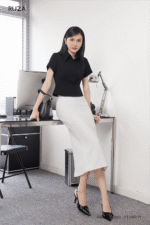 Áo sơ mi tay ngắn basic ANF244 đen pc2