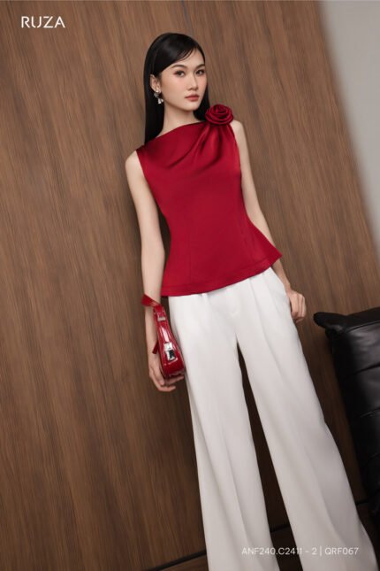 Áo sơ mi tay ngắn kiểu ANF240 đỏ pc2