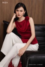 Áo sơ mi tay ngắn kiểu ANF240 đỏ pc1