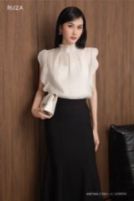 Áo sơ mi yay ngắn ANF249 kem pc2