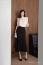 Áo sơ mi yay ngắn ANF249 kem pc3