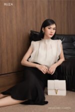 Áo sơ mi yay ngắn ANF249 kem pc4