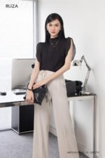 Áo sơ mi yay ngắn ANF249 đen pc1