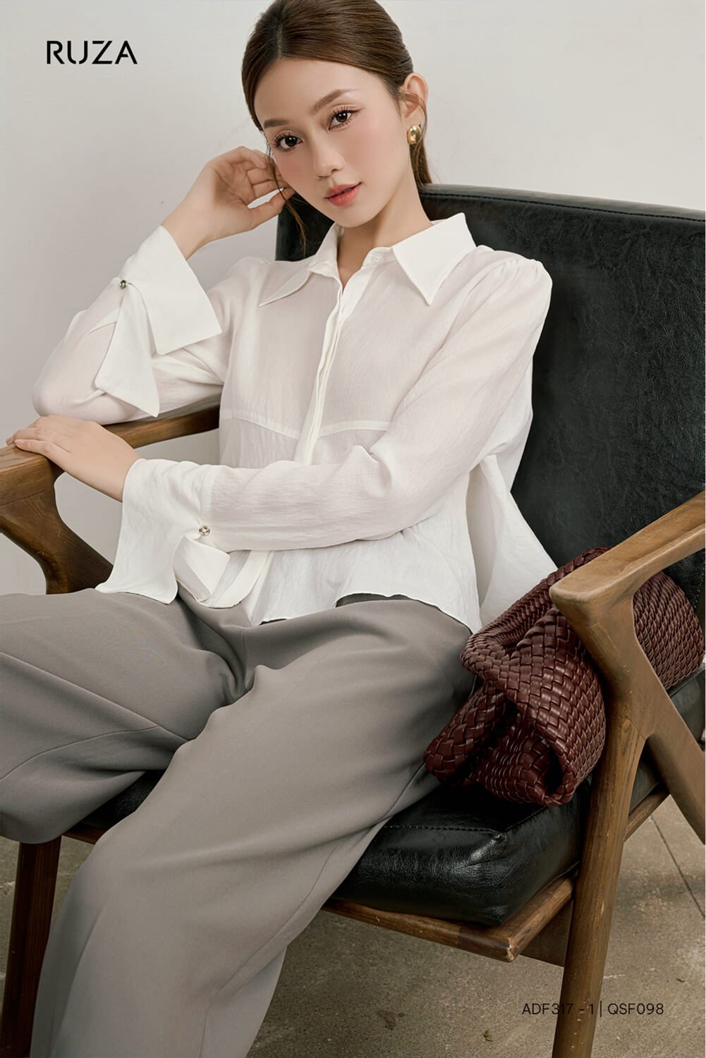 adf317-1-qsf098-1.jpg Áo Sơ Mi Tay Dài Kiểu - (Có 2 Màu) - ADF317 - Ảnh 7